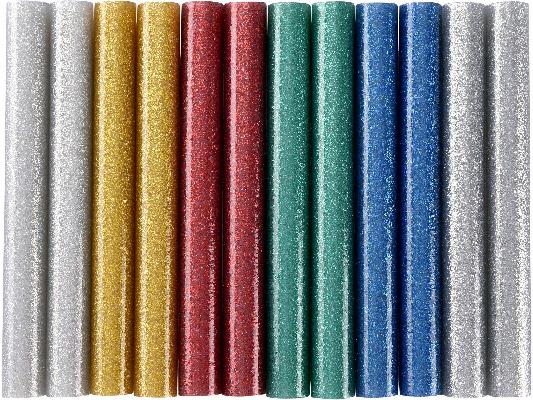 Tyčinky tavné, mix barev se třpytem (glitter), pr.11x100mm, 12ks EXTOL-CRAFT