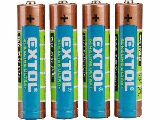 Baterie alkalické ULTRA +, 4ks, 1,5V AAA (LR03) EXTOL ENERGY