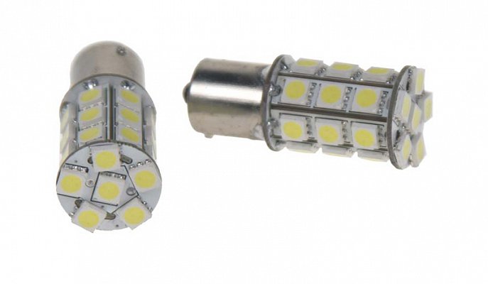 LED žárovka 12V s paticí BAU15s bílá, 27LED/3SMD 95123