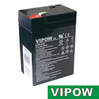 Baterie olověná 6V/ 4.5Ah VIPOW bezúdržbový akumulátor (4,2Ah)