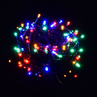 Vánoční řetěz 100 LED, 8m, barevné, venkovní (T100M)