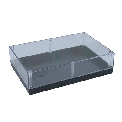 Krabička plastová; dvoudílná; 242x161x64mm; ABS; čirá/černá