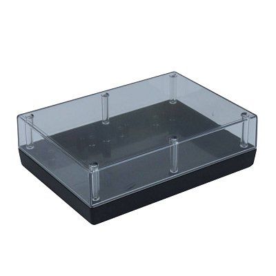 Krabička plastová; dvoudílná; 175x124x51mm; ABS; čirá/černá
