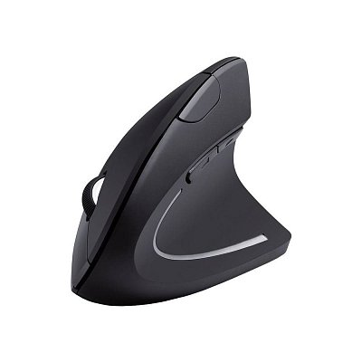 Bezdrátová ergonomická optická myš, vertikální, DPI tlačítko 800/1200/1600,  černá 