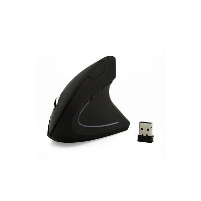 Bezdrátová ergonomická optická myš, vertikální, DPI tlačítko 800/1200/1600,  černá 