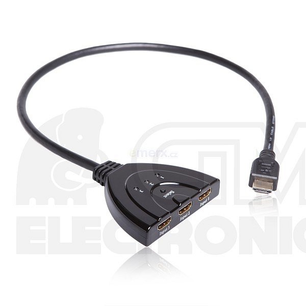 Elektronický HDMI přepínač 3:1, 0,5m (PET0301D)