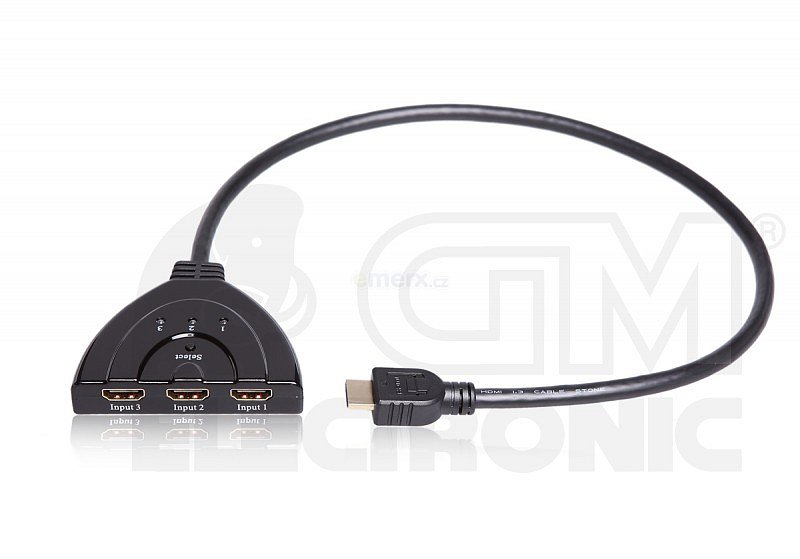 HDMI přepínač 3 x1 s kabelem (PET0301D)