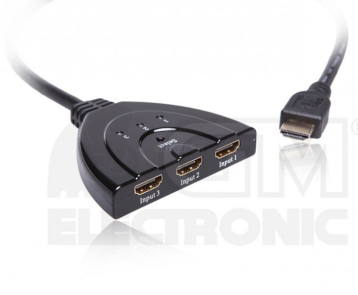 HDMI přepínač 3 x1 s kabelem (PET0301D)