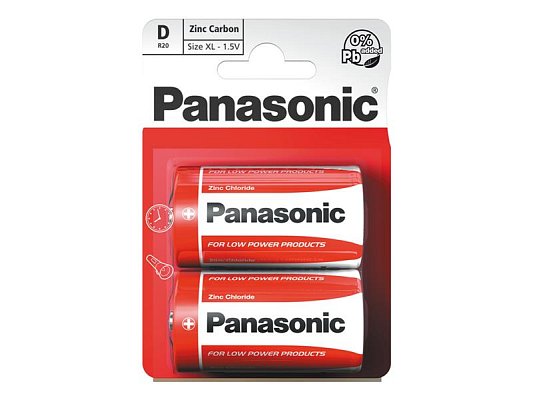 Baterie D (R20) Zn-Cl PANASONIC Red 2ks / blistr