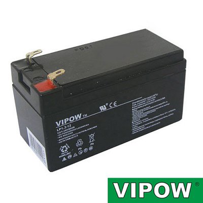 Baterie olověná 12V/ 1.3Ah VIPOW bezúdržbový akumulátor