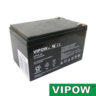 Baterie olověná 12V/12Ah VIPOW bezúdržbový akumulátor