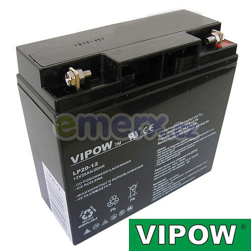 Baterie olověná 12V/20Ah VIPOW bezúdržbový akumulátor