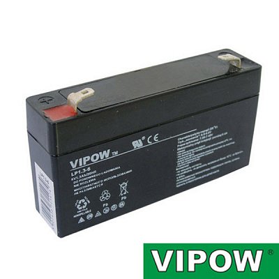Baterie olověná 6V/ 1,3Ah VIPOW bezúdržbový akumulátor