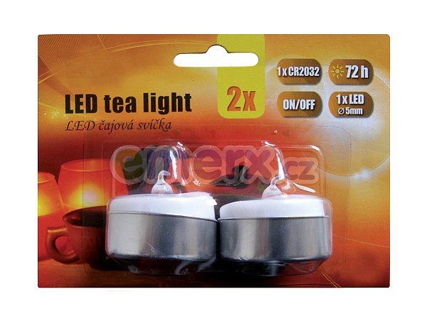 LED čajová svíčka, na 1 x CR2032, 2 ks