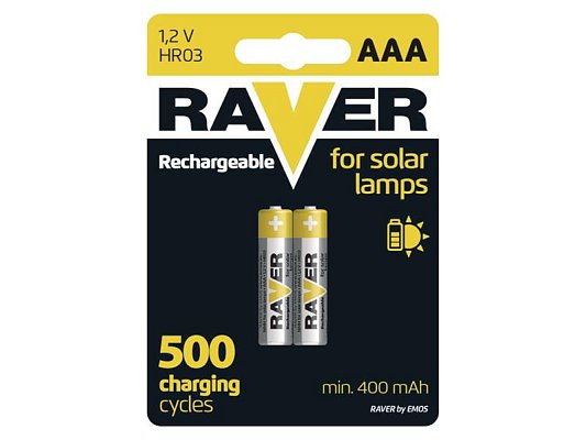 Baterie AAA (R03) nabíjecí 1,2V/400mAh RAVER solar  2ks