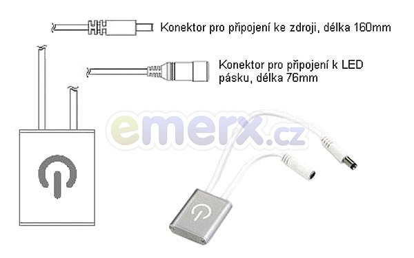 Dotykový stmívač LED pásky a žárovky, 2,5A 36W