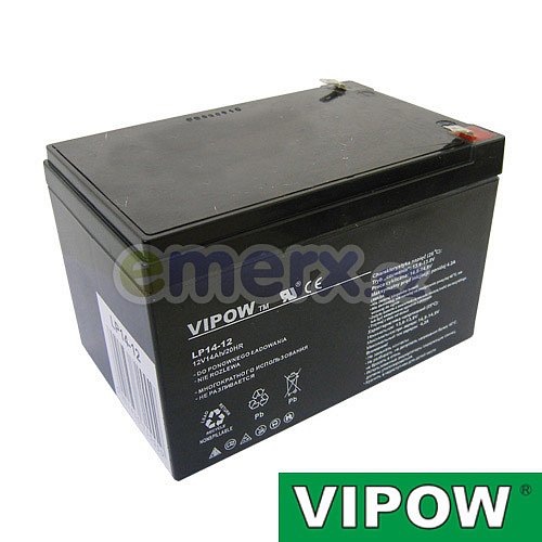 Baterie olověná 12V/14Ah VIPOW bezúdržbový akumulátor