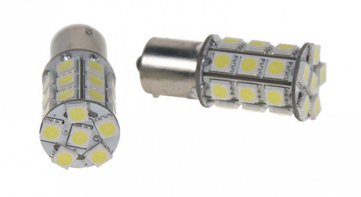 LED žárovka 12V s paticí BA15s bílá, 27LED/3SMD 95103