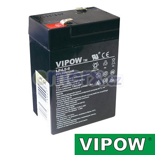 Baterie olověná 6V/ 4.5Ah VIPOW bezúdržbový akumulátor (4,2Ah)