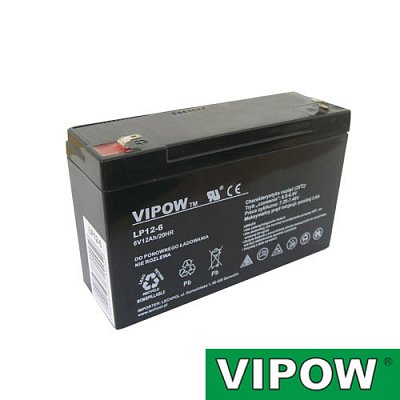 Baterie olověná 6V/12Ah VIPOW bezúdržbový akumulátor