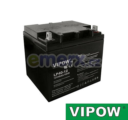 Baterie olověná 12V/40Ah VIPOW bezúdržbový akumulátor