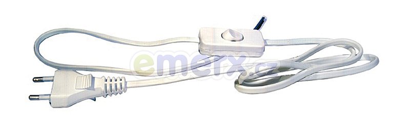 Flexo šňůra PVC 2x0,75mm 3m bílá s vypínačem