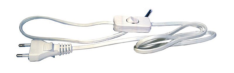 Flexo šňůra PVC 2x0,75mm 3m bílá s vypínačem