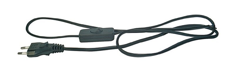 Flexo šňůra PVC 2x0,75mm 2m černá s vypínačem