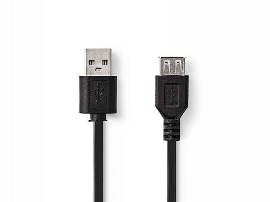 Kabel 1x USB 2.0 A konektor - 1x USB 2.0 A zdířka 0.2m NEDIS CCGP60010BK02