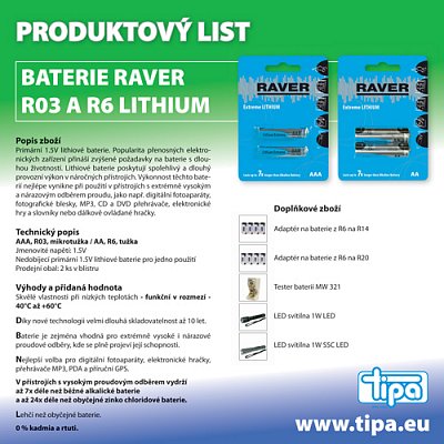 Baterie AAA (R03) lithiová RAVER