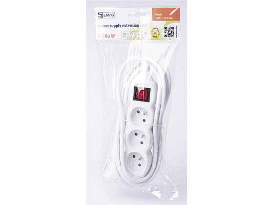 Prodlužovací kabel s vypínačem 3 zásuvky 3m 16A 3x1,5mm2