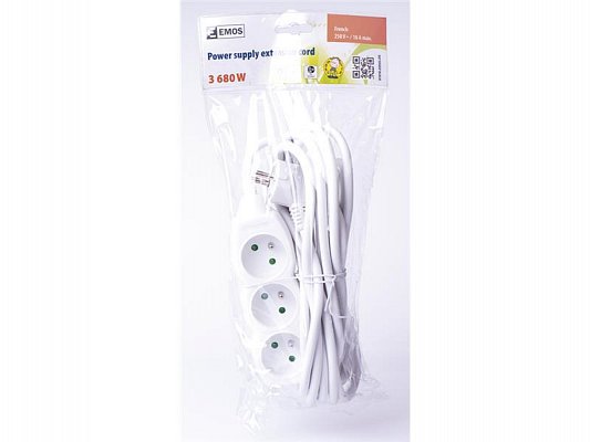 Prodlužovací kabel 5m 3x1,5mm 3 zásuvky