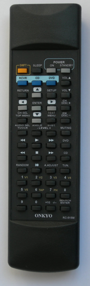 Onkyo TX-SR601E RC-515M náhradní dálkový ovladač se stejným popisem.