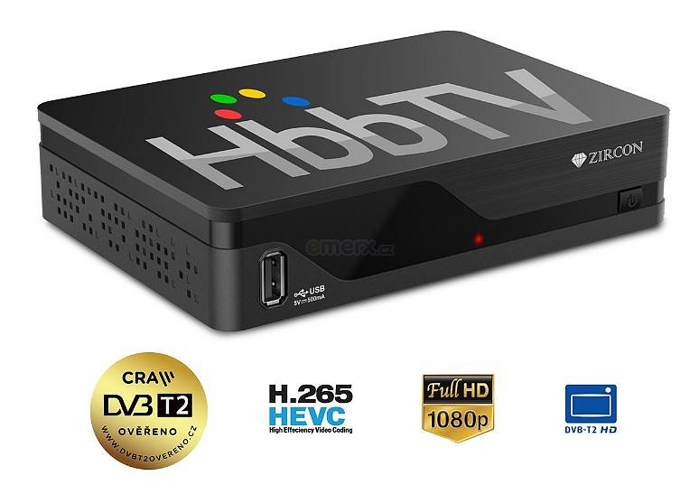 Set-top box DVB-T2 příjmač H.265/HVEC Zircon AIR T2 (DBTZI00001)