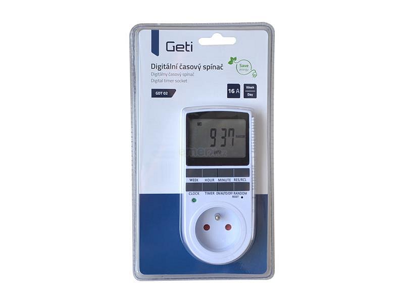 Spínací hodiny digitální týdenní (7-denní) Geti GDT02