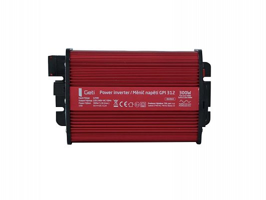 Měnič napětí 12V/230V 300W CZ + USB Geti GPI 312