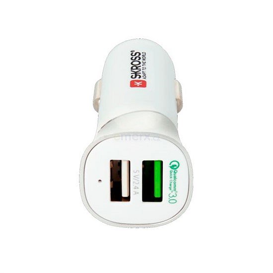 Napájecí 12V/24V autoadaptér, Quick Charge, 2 x USB-A, 5..12V/3000mA, 5V2400mA (DC28)