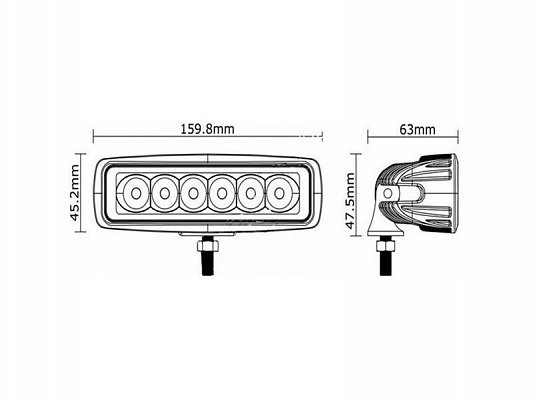 Světlo na pracovní stroje LED T759, 10-30V/18W