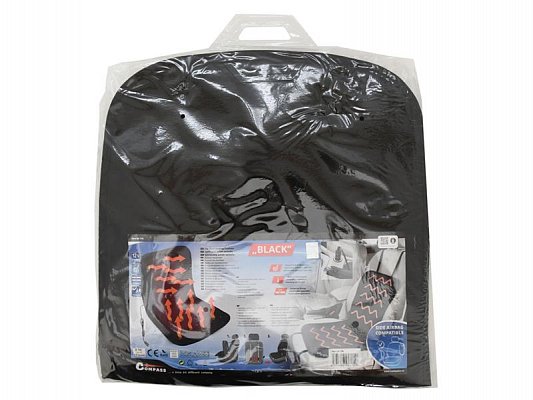 Potah sedadla COMPASS vyhřívaný 12V BLACK