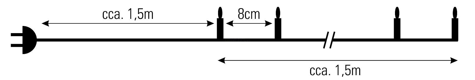 Vánoční řetěz 20 LED, bílé, délka 1,5m, vnitřní (V20W)