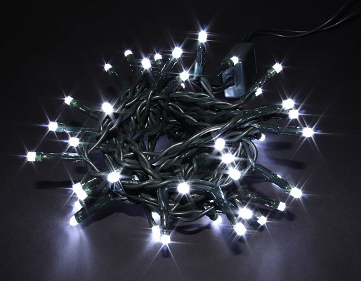 Vánoční řetěz 50 LED, bílé, délka 4m, vnitřní (V50W)