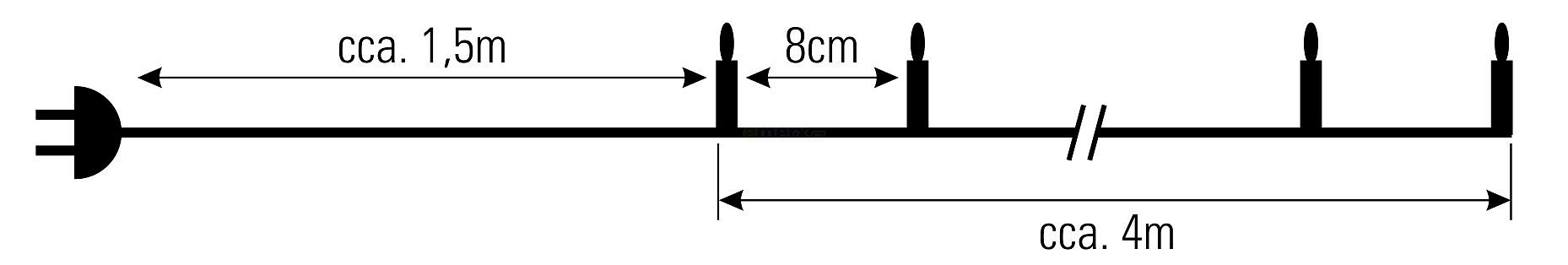 Vánoční řetěz 50 LED, teplé bílé, délka 4m, vnitřní (V50W)