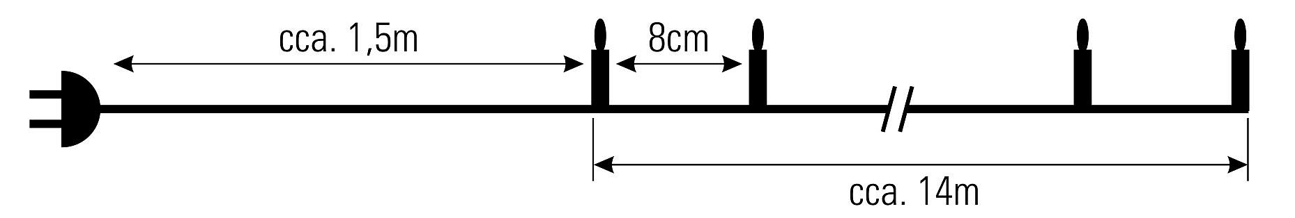 Vánoční řetěz 180 LED, barevné, délka 14m, vnitřní (V180M)