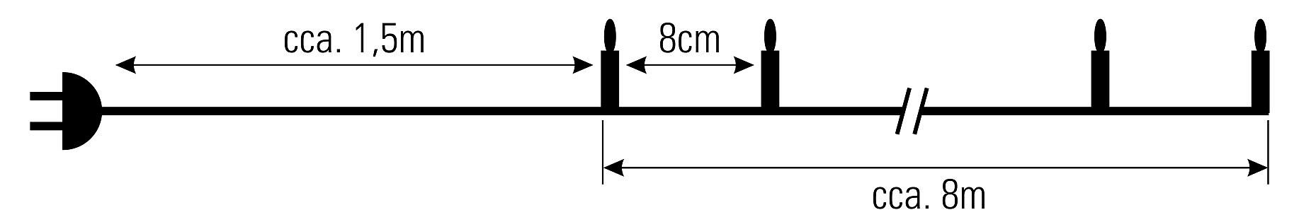 Vánoční řetěz 100 LED, bílé, 8 funkcí, délka 8m, vnitřní (V8F100W)