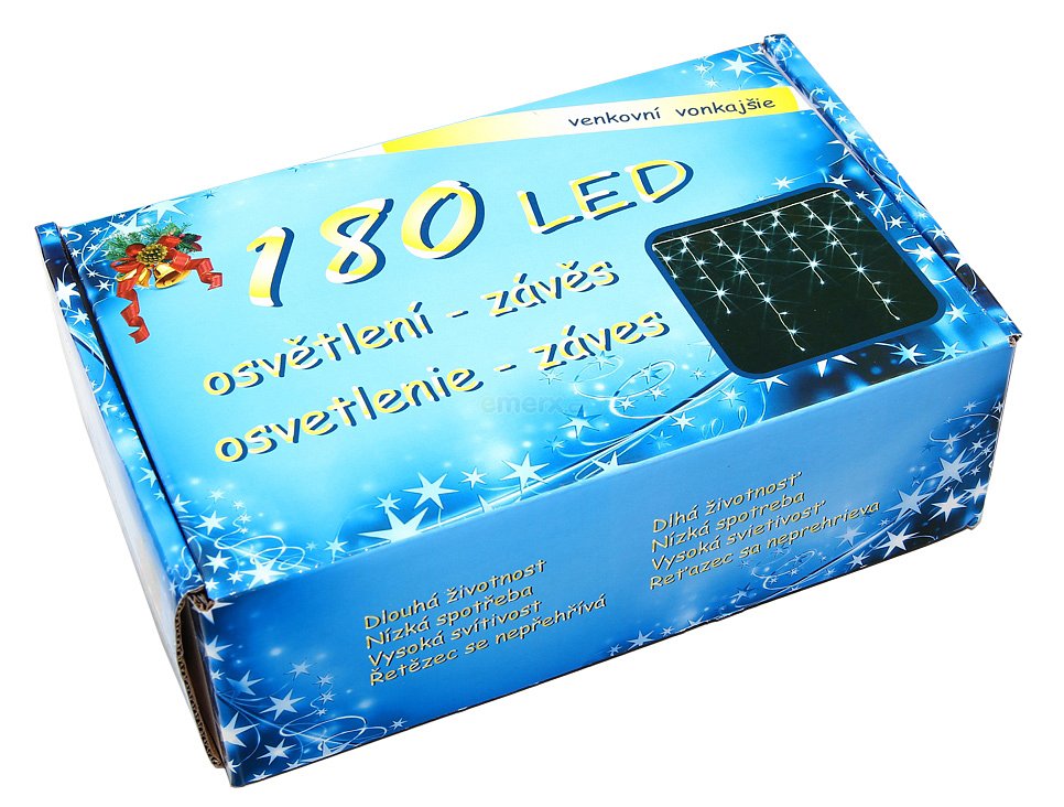 Vánoční závěs 180 LED, bílé, venkovní (EOVIT180W)