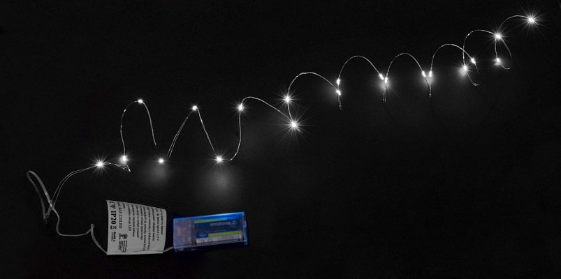 Vánoční LED osvětlení 20 kapek, bateriové, IP20, bílé (BAT-Z20LED-W)