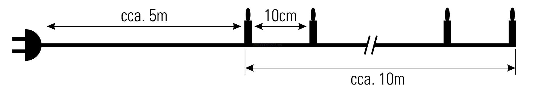 Vánoční řetěz 100 LED, bílé, každá desátá blikající, délka 10m, venkovní (TDL100/10W)