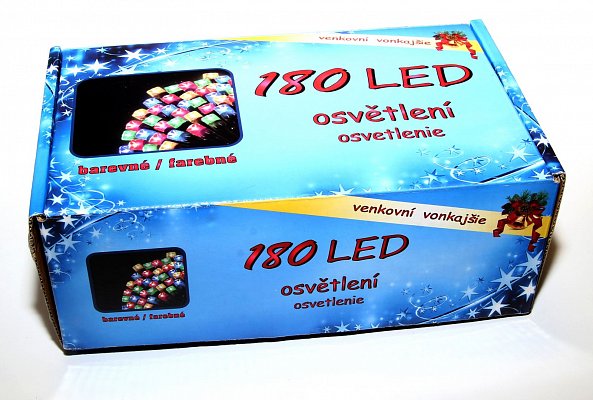 Vánoční řetěz 180 LED, 18m, barevné, venkovní (T180M)