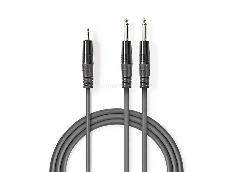 Kabel 2x JACK 6.35 mm konektor - 1x JACK 3.5 mm konektor 1.5m NEDIS