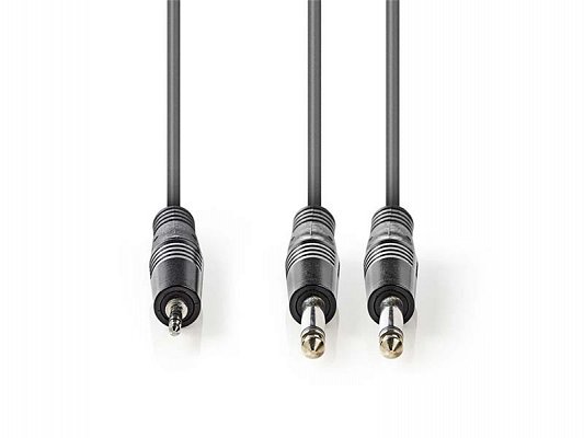 Kabel 2x JACK 6.35 mm konektor - 1x JACK 3.5 mm konektor 1.5m NEDIS